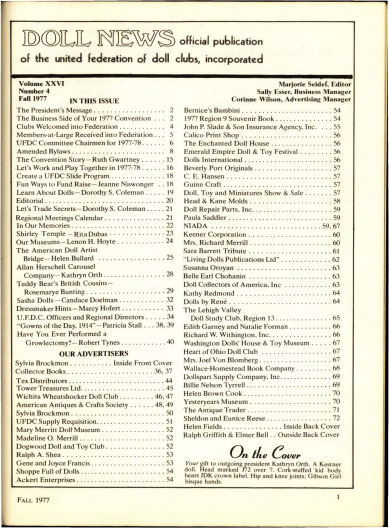 Fall 1977 Table of Contents