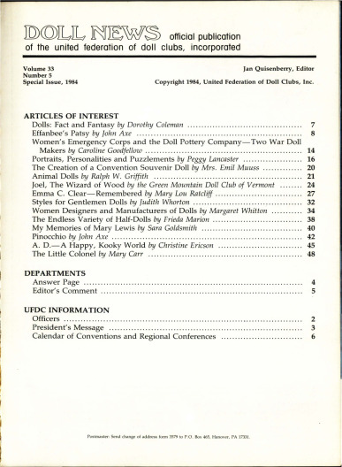 <small>Special Edition 1984</small> Table of Contents